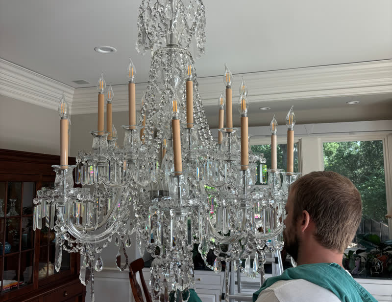 Baccarat crystal chandelier pendant cleaned by hand with mild soap