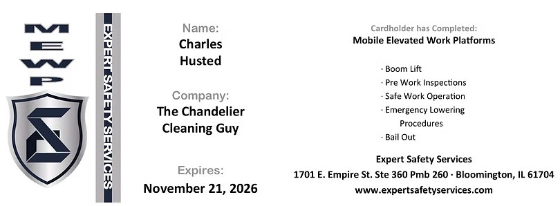 Expert Safety Services Mobile Elevated Work Platforms certificate for Charles Husted