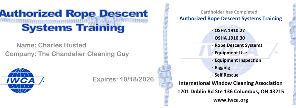 IWCA Authorized Rope Descent Systems Training certificate for Charles Husted